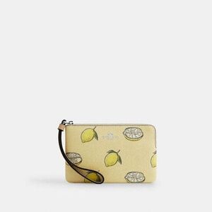 Corner Zip Wristlet With Lemon Print